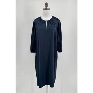 COS Womens Blue Jersey Keyhole Neck Long Sleeve Tunic Dress Sz XS
